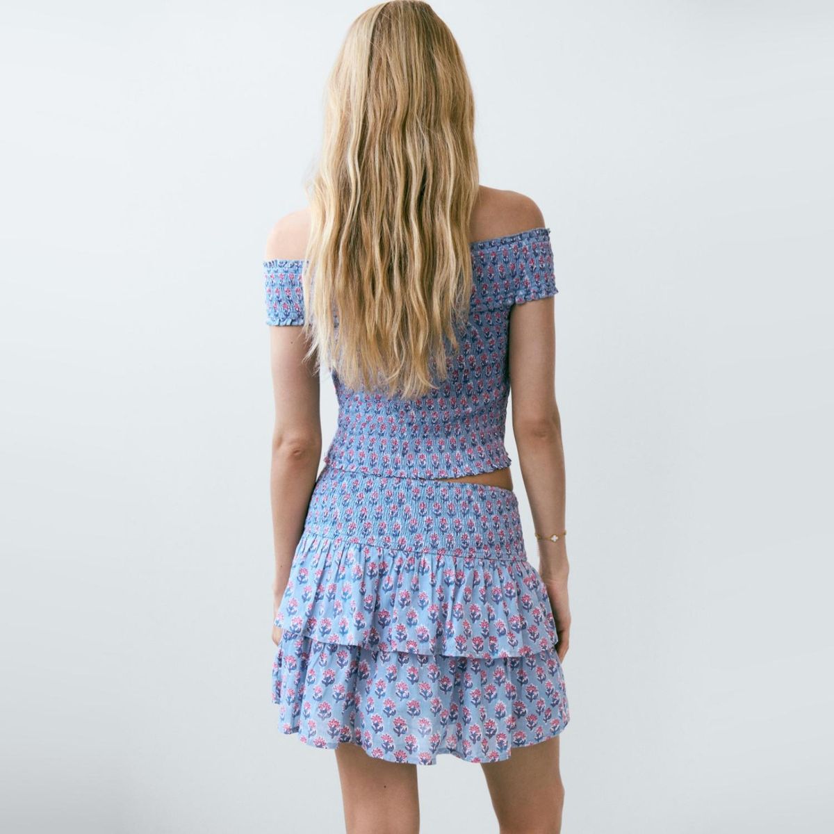 BROWNIE - Falda Estampada Volantes Sello Azul Mujer Brownie