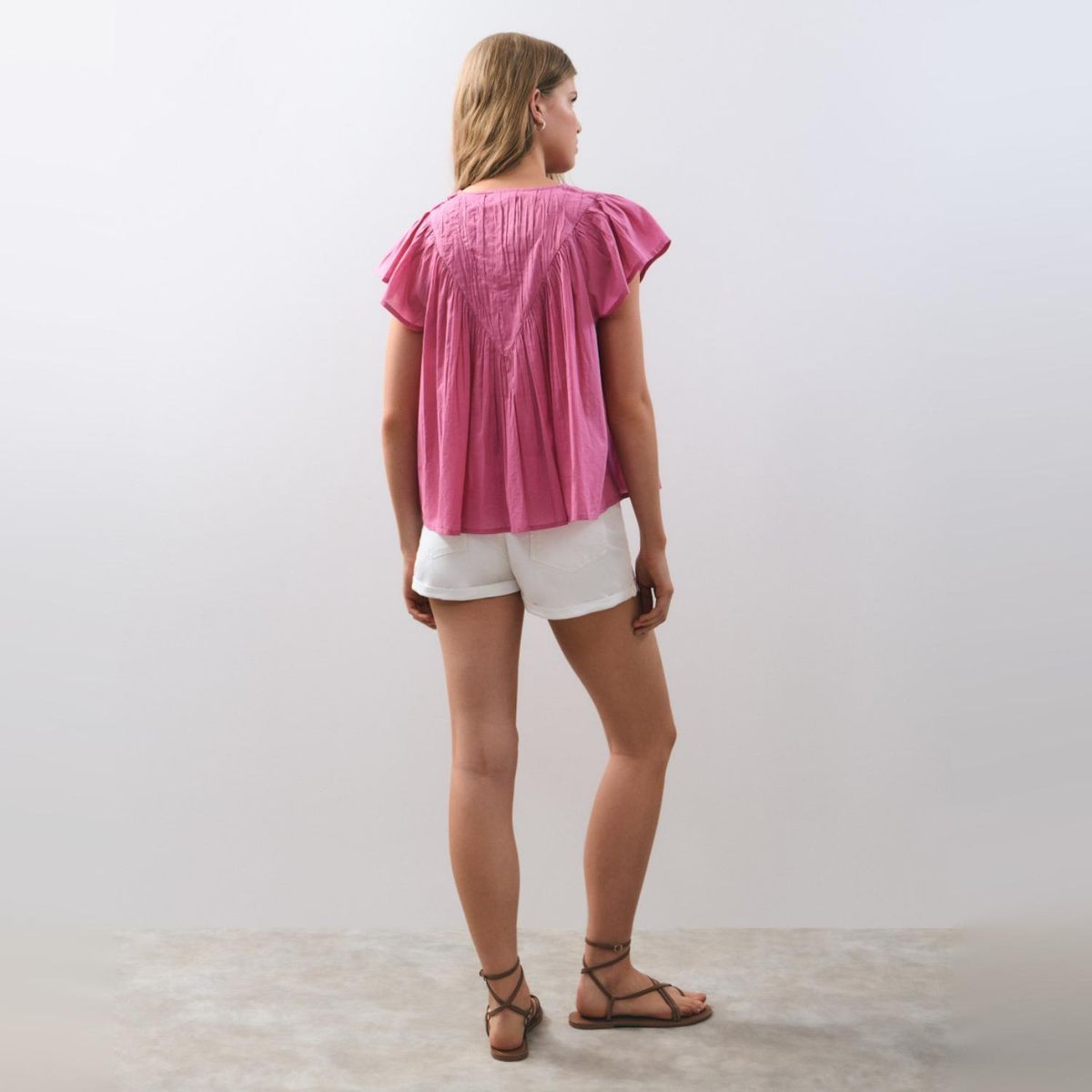 BROWNIE - Blusa Escote V Con Vuelo Mujer Brownie