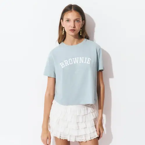 BROWNIE - Polera Lavada Texto Brownies Mujer