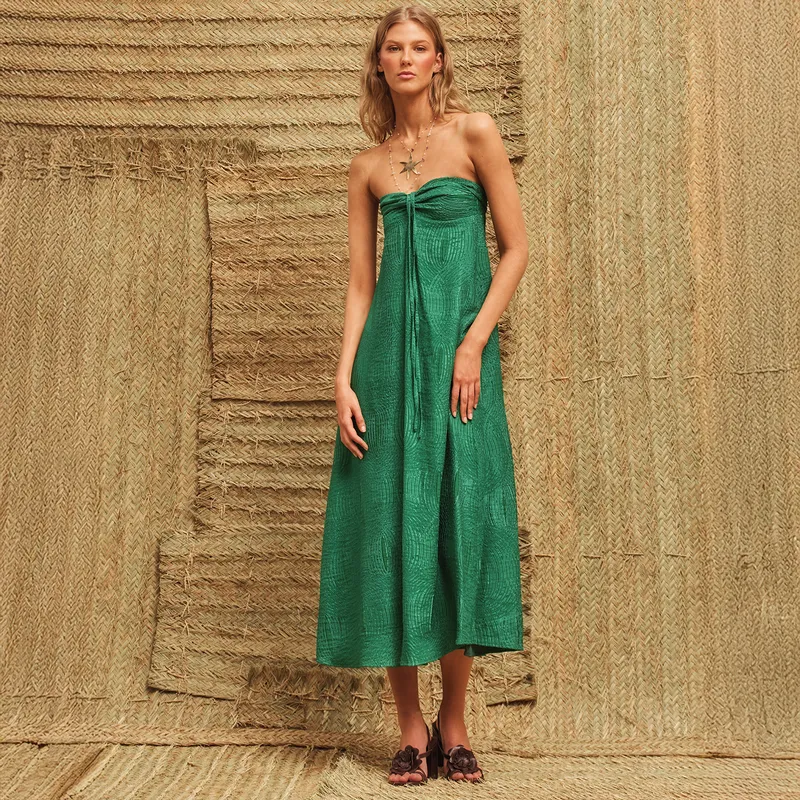 NICOLI - Vestido Fiesta Verde Mujer Nicoli