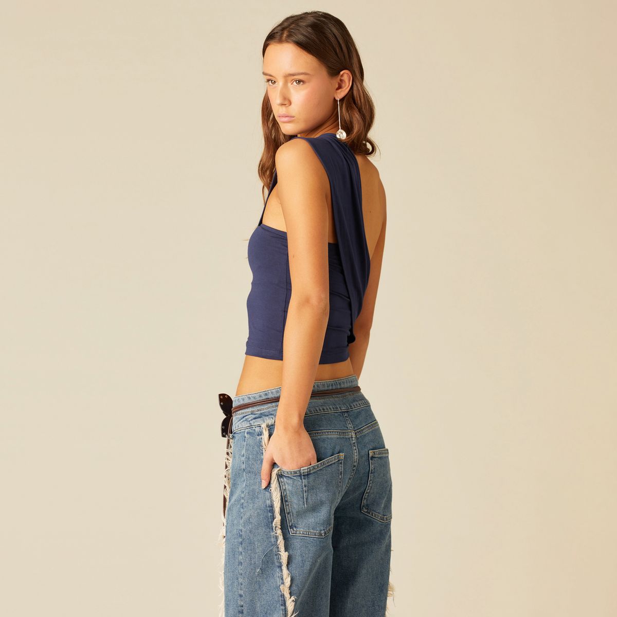 NICOLI - Top Banda Azul Oscuro Mujer Nicoli