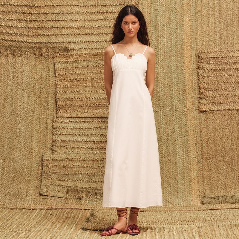NICOLI - Vestido Conchas Blanco Mujer Nicoli