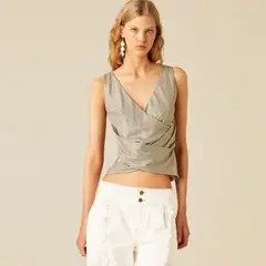 NICOLI - Polera Cruzada Dorada Mujer