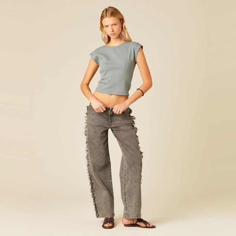 NICOLI - Polera Tira Espalda Gris Mujer Nicoli
