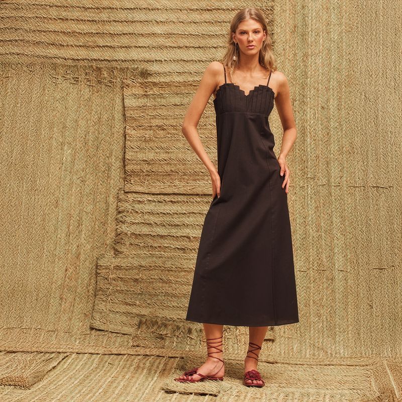 NICOLI - Vestido Conchas Antracita Mujer Nicoli
