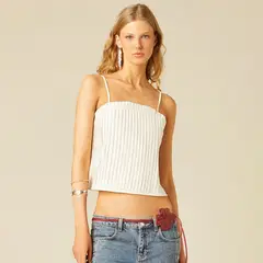 NICOLI - Top Plisado Blanco Mujer