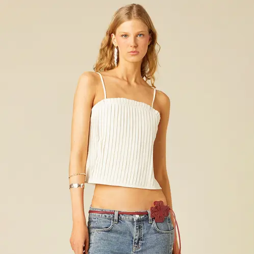 NICOLI - Top Plisado Blanco Mujer