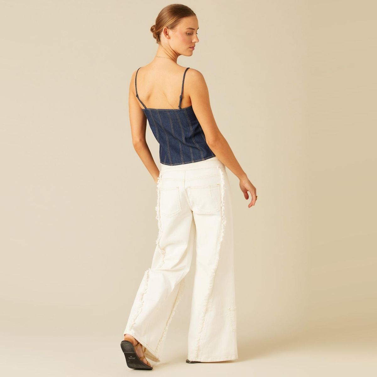 NICOLI - Top Denim Cortes Mujer Nicoli