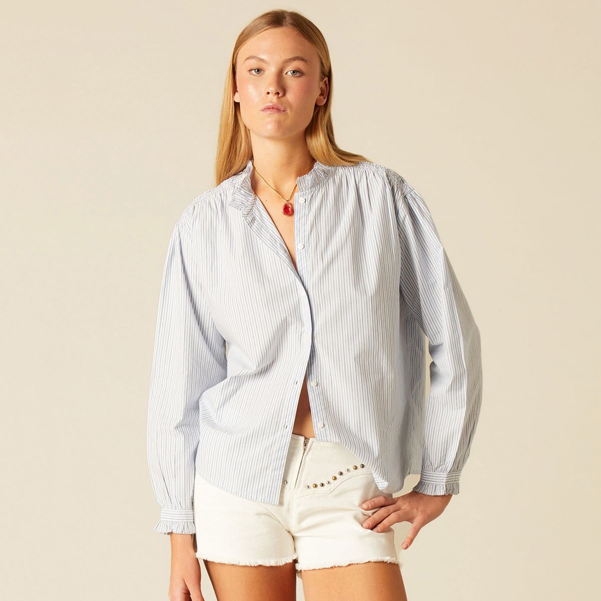 NICOLI - Blusa Rayas Azul  Mujer Nicoli