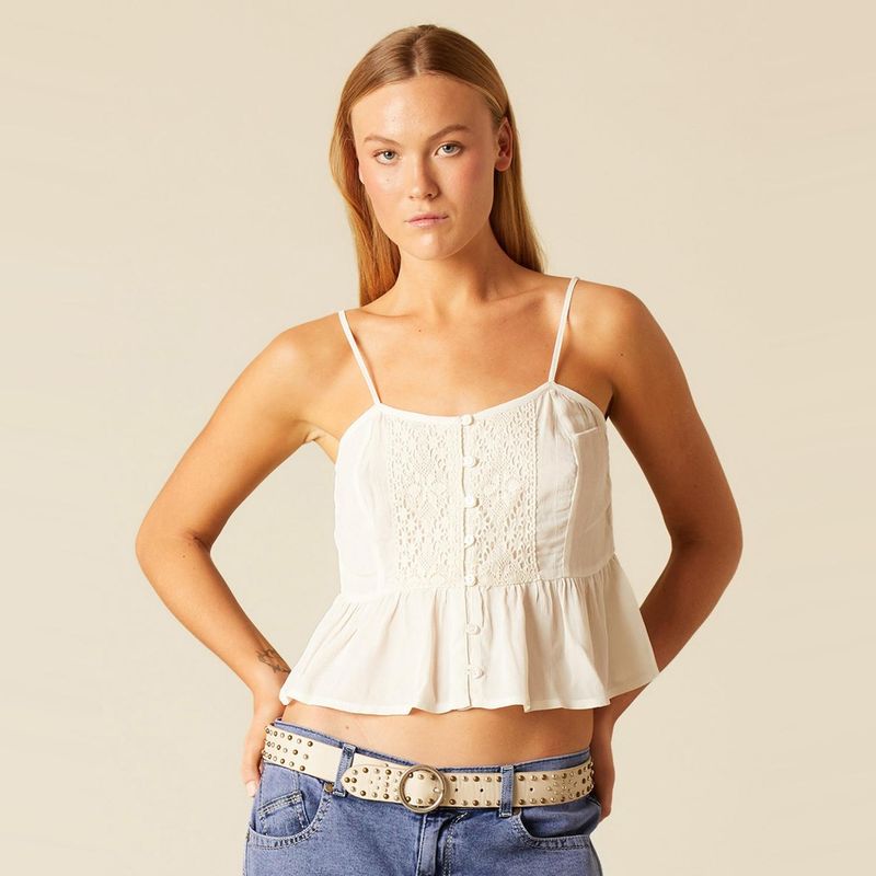 NICOLI - Top Encaje En Volante Mujer Nicoli