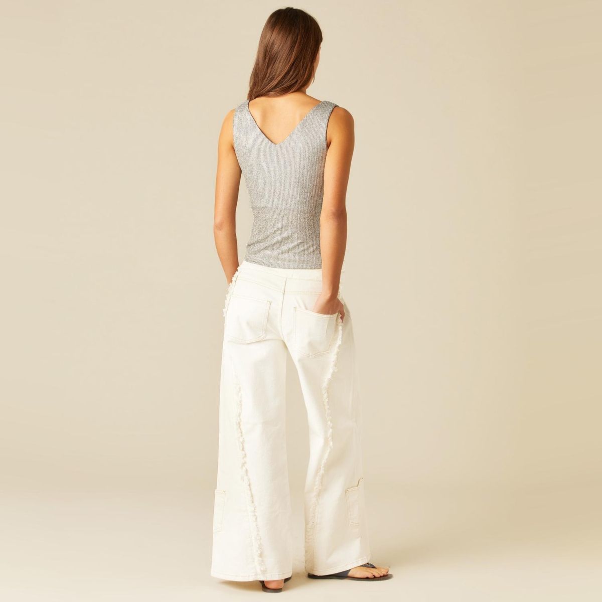 NICOLI - Polera Cruzada Plateada Mujer Nicoli