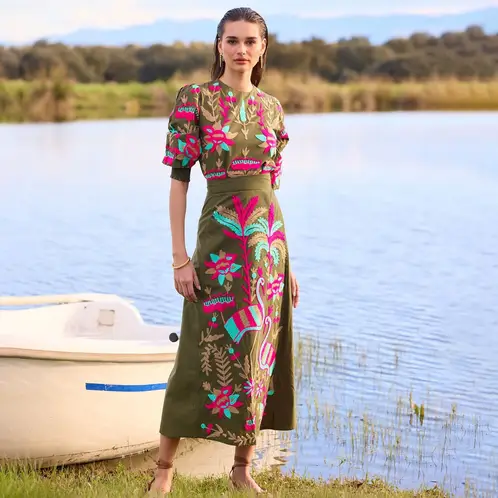 IQ - Conjunto Bordado 100% Algodón Mujer