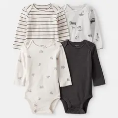 CARTER'S - Pack de Bodys Algodón 4 unidades Bebé Niño
