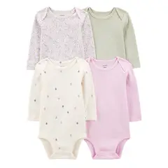 CARTER'S - Pack de Bodys Algodón 4 unidades Bebé Niña