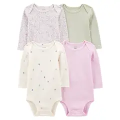 CARTER'S - Pack de Bodys Algodón 4 unidades Bebé Niña