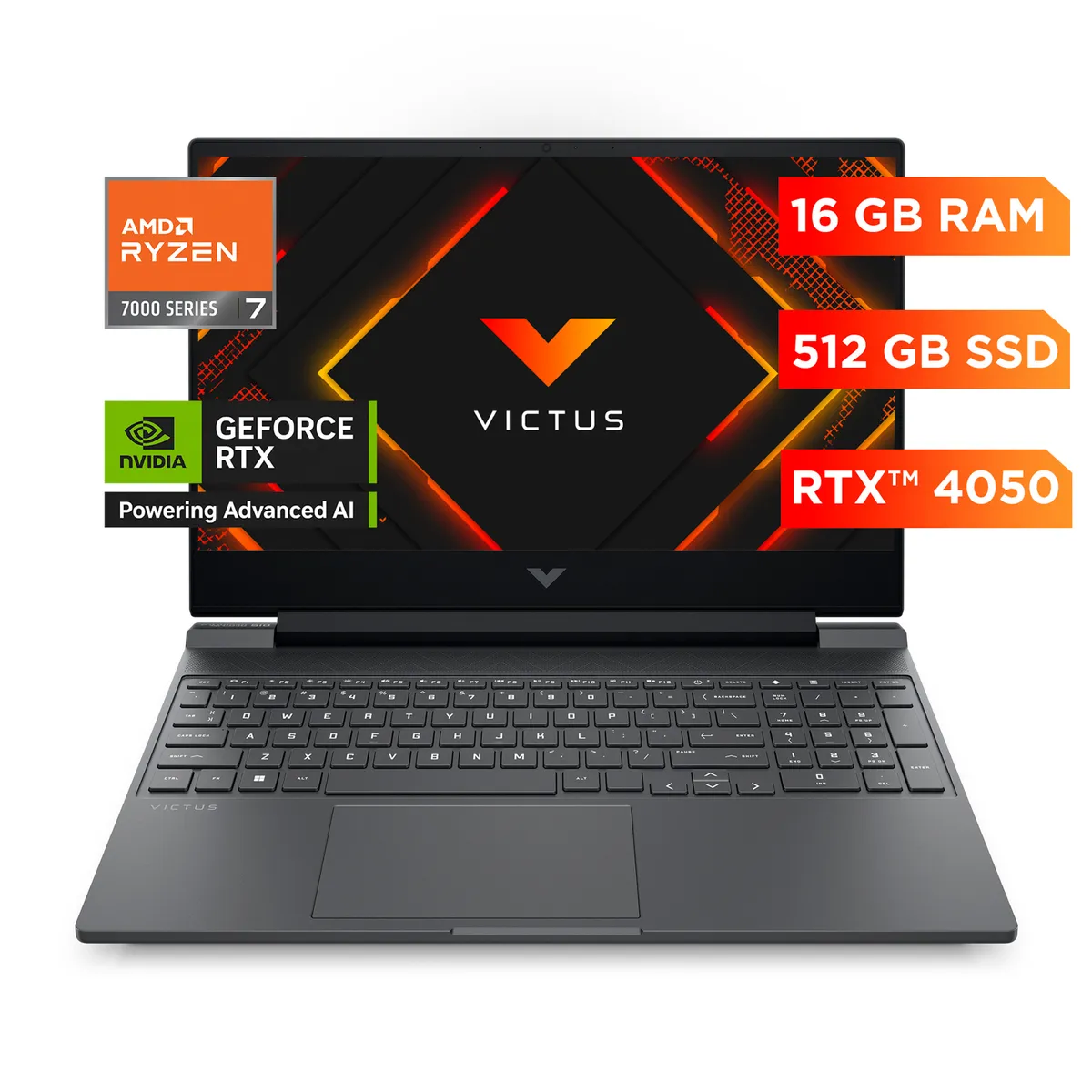 HP - Notebook Gamer Victus 15-FB3027LA AMD Ryzen 7 16GB RAM DDR5 NVIDIA RTX 4050 512GB SSD Gen4 15,6" FHD