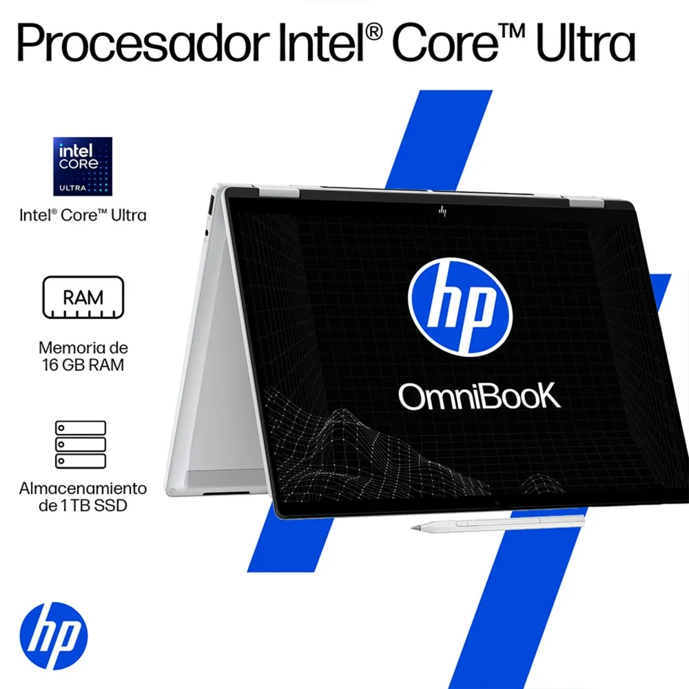 HP OmniBook X Flip 14-fm0072la Core Ultra 7 16GB 1TB Plata Glaciar, foto 12
