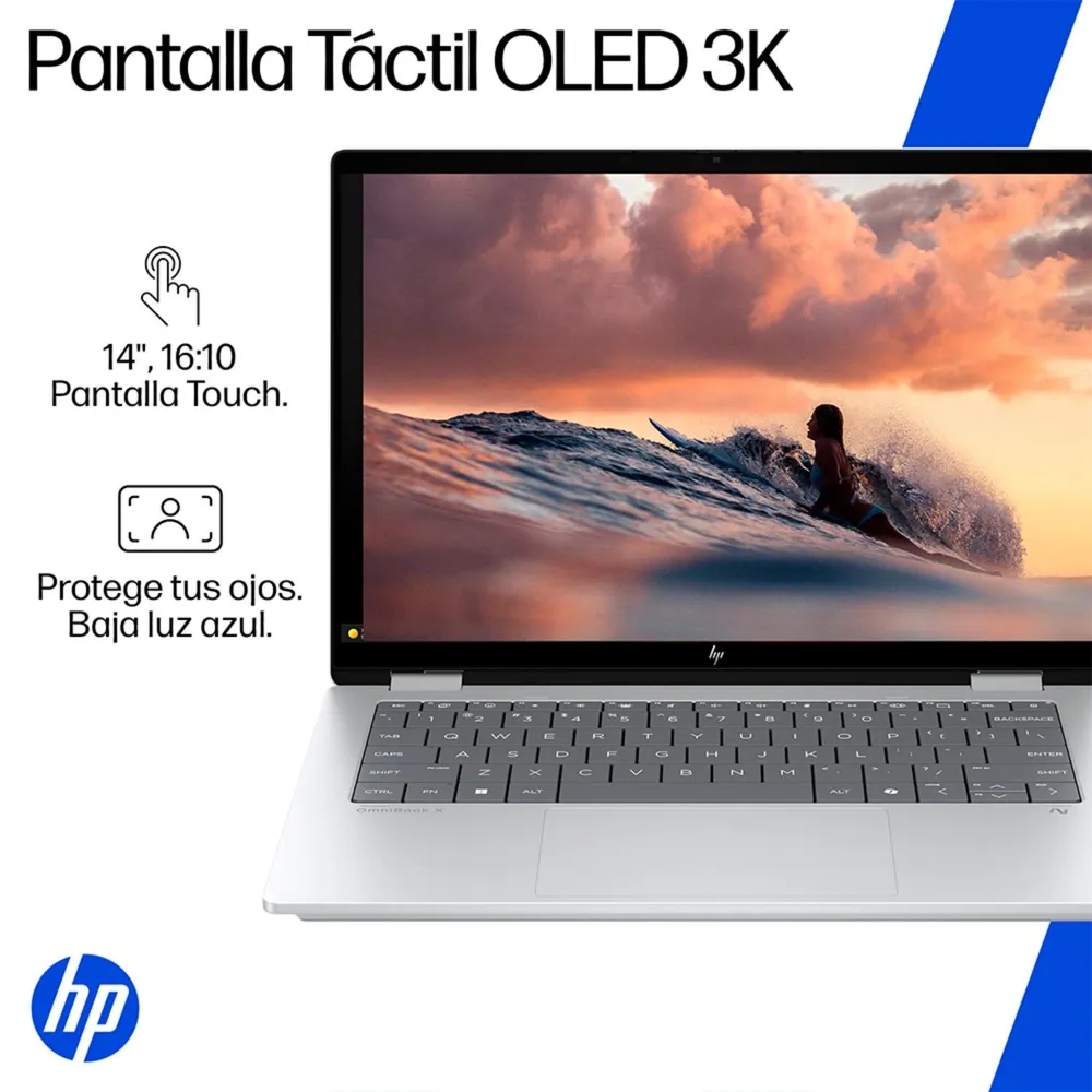 HP OmniBook X Flip 14-fm0072la Core Ultra 7 16GB 1TB Plata Glaciar, foto 15