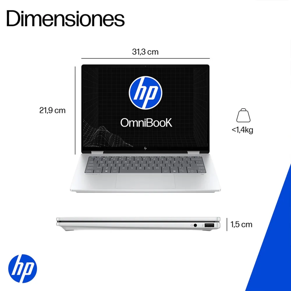 HP OmniBook X Flip 14-fm0072la Core Ultra 7 16GB 1TB Plata Glaciar, foto 16