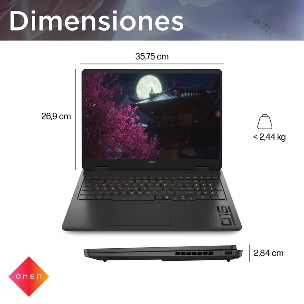 HP OMEN 16-ap0002la Ryzen AI 7 16GB RTX 5060 Negro Sombra, foto 13