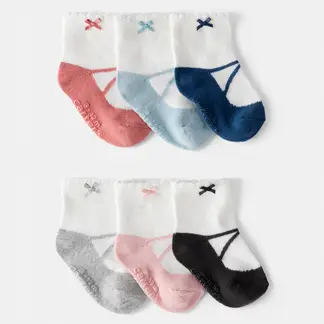 CARTER'S - Pack 6 Pares Calcetines Algodón Bebé Niña