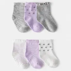CARTER'S - Pack 6 Pares Calcetines Algodón Bebé Niña