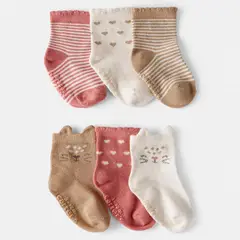 CARTER'S - Pack 6 Pares Calcetines Algodón Bebé Niña