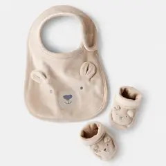 CARTER'S - Conjunto 2 Piezas Babero y Botines Osito Bebé Unisex Bebé Unisex