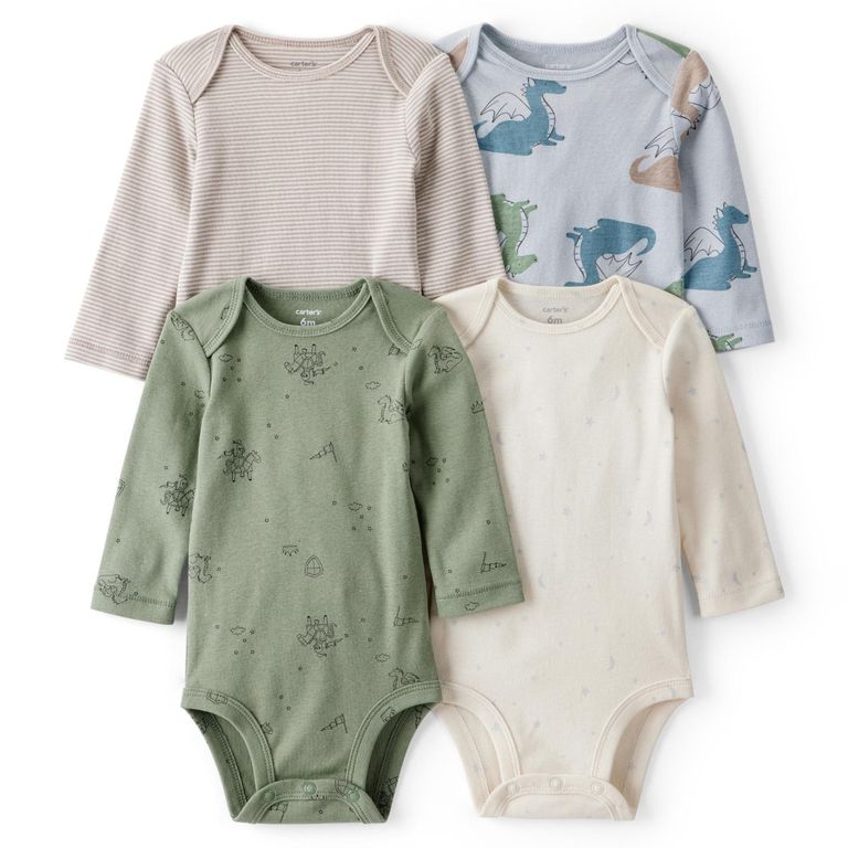 Pack De Bodys Algodón 4 Unidades Bebé Niño