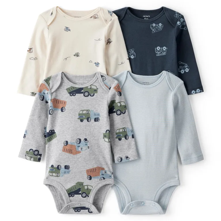Pack De Bodys Algodón 4 Unidades Bebé Niño