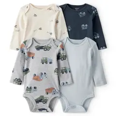 CARTER'S - Pack De Bodys Algodón 4 Unidades Bebé Niño