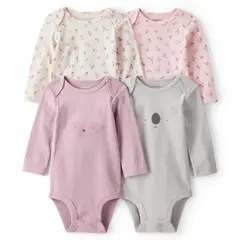 CARTER'S - Pack De Bodys Algodón 4 Unidades Bebé Niña