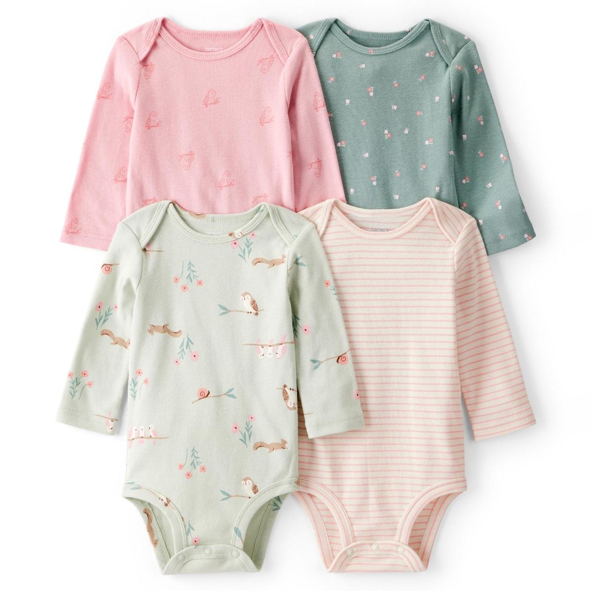 CARTER'S - Pack De Bodys Algodón 4 Unidades Bebé Niña Carter's