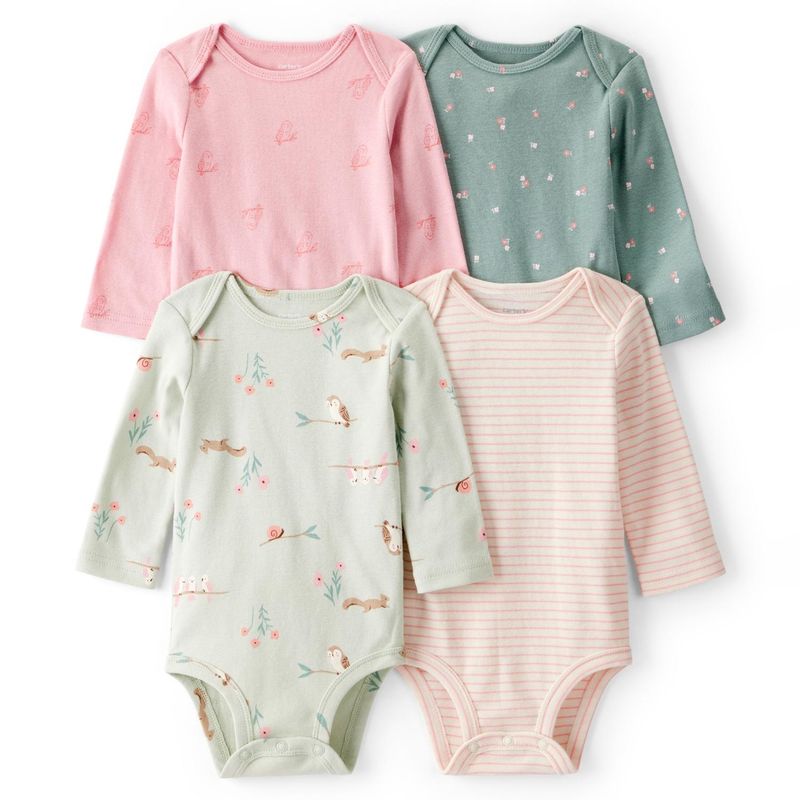 CARTER'S - Pack De Bodys Algodón 4 Unidades Bebé Niña Carter's