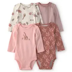 CARTER'S - Pack De Bodys Algodón 4 Unidades Bebé Niña