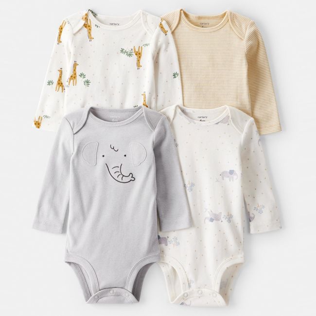 CARTER'S - Pack De Bodys Algodón 4 Unidades Unisex Bebé  Carter's