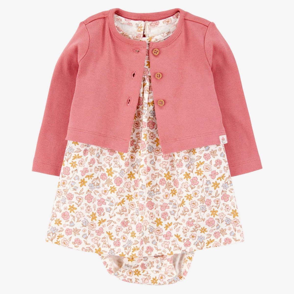 CARTER'S - Conjunto 2 Piezas Vestido Con Cubre Pañal Y Chaleco Bebé Niña Carter's