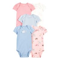 Pack De Bodys Algodón 5 Unidades Bebé Niña