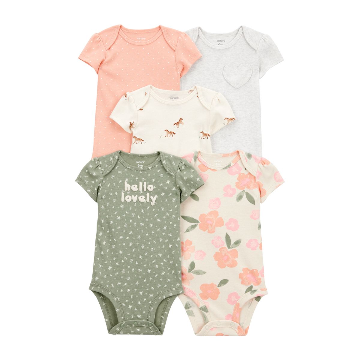 CARTER'S - Pack 5 Bodys Algodón Bebé Niña Carter's