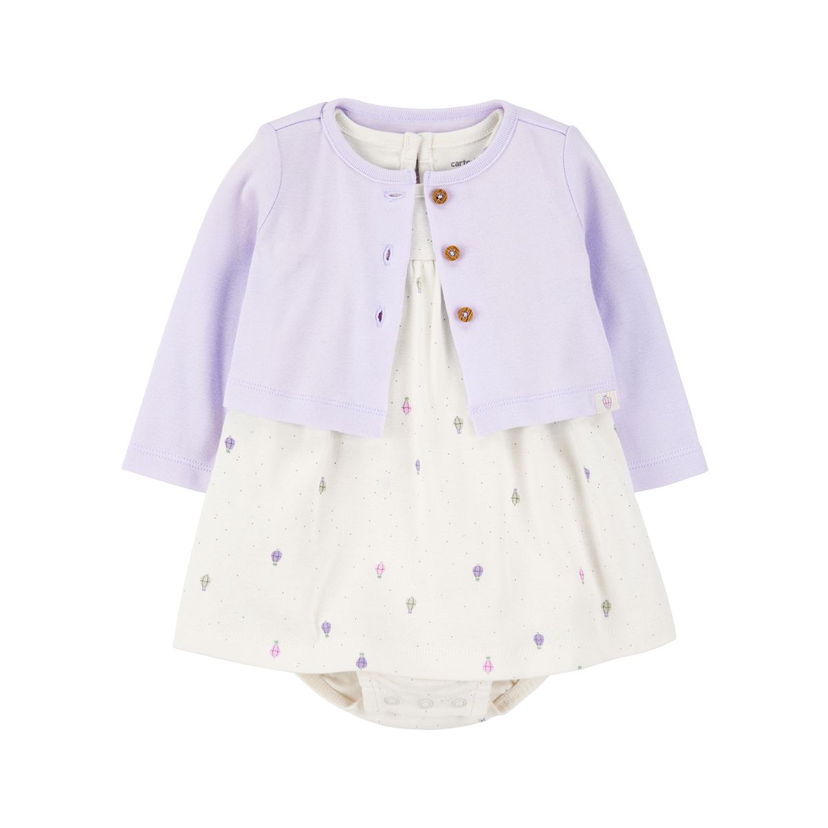 CARTER'S - Conjunto 2 Piezas Vestido Con Cubre Pañal Y Chaleco Bebé Niña Carter's