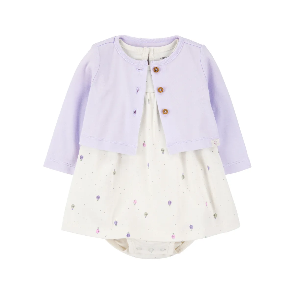 CARTER'S - Conjunto 2 Piezas Vestido Con Cubre Pañal Y Chaleco Bebé Niña Carter's