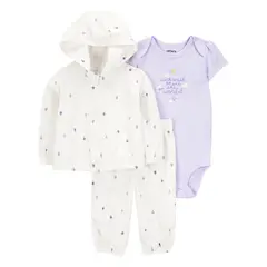 CARTER'S - Conjunto 3 Piezas Polerón, Pantalón Y Body Bebé Niña