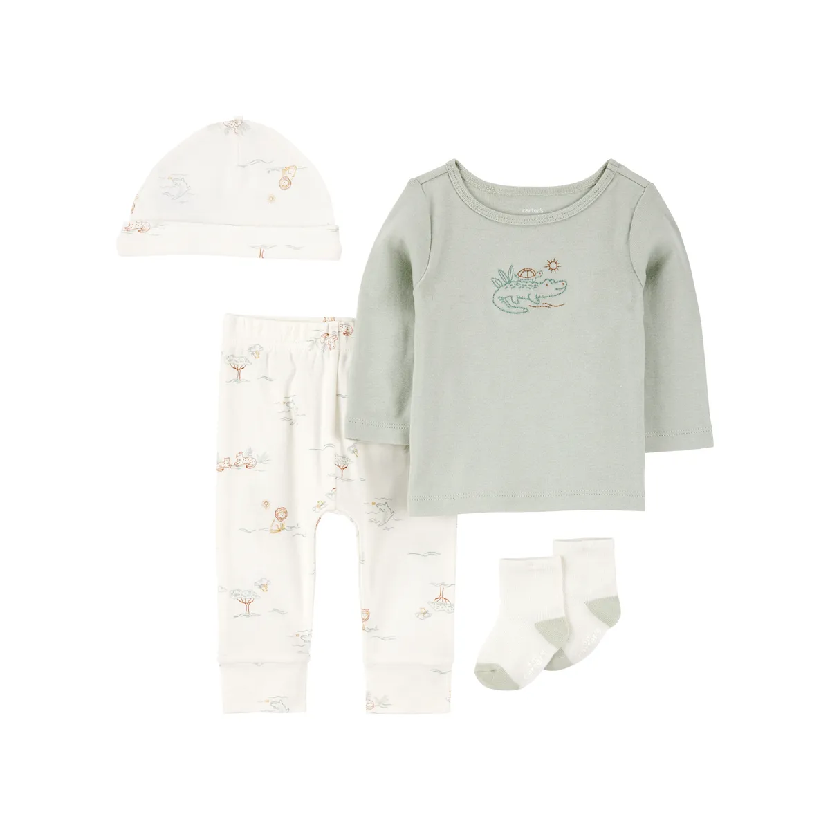 CARTER'S - Conjunto 4 Piezas Polera, Pantalón, Gorro Y Calcetines Bebé Niño Carter's