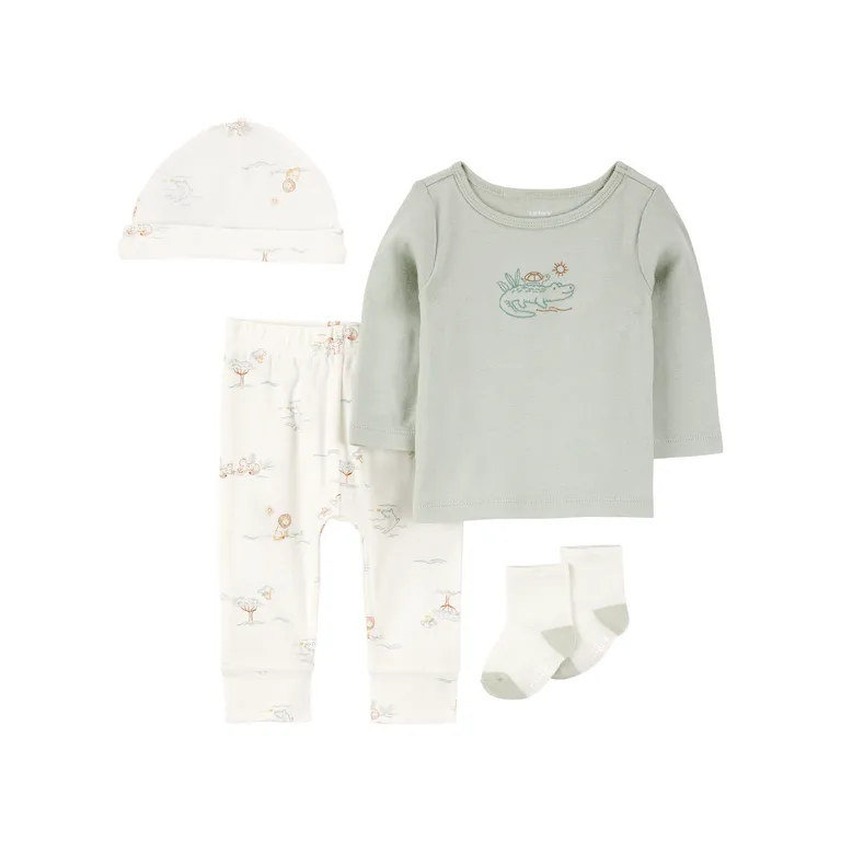 CARTER'S Conjunto 4 Piezas Polera, Pantalón, Gorro Y Calcetines Bebé Niño