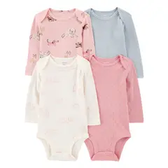 CARTER'S - Pack 4 Bodys Algodón Bebé Niña