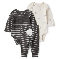 Conjunto 3 Piezas Pantalón Y Bodys Bebé Niño