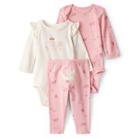 Conjunto 3 Piezas Calza Y Bodys Bebé Niña