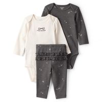 Conjunto 3 Piezas Calza Y Bodys Bebé Niña