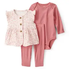 CARTER'S - Conjunto 3 Piezas Polerón, Calza Y Body Bebé Niña