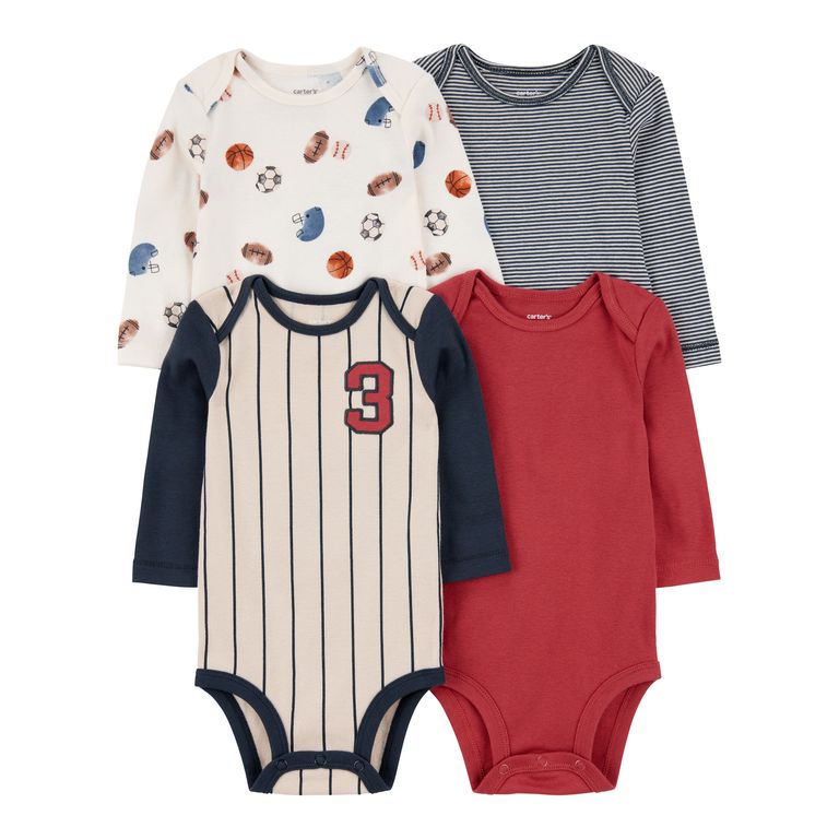 Pack 4 Bodys Estampados Algodón Bebé Niño